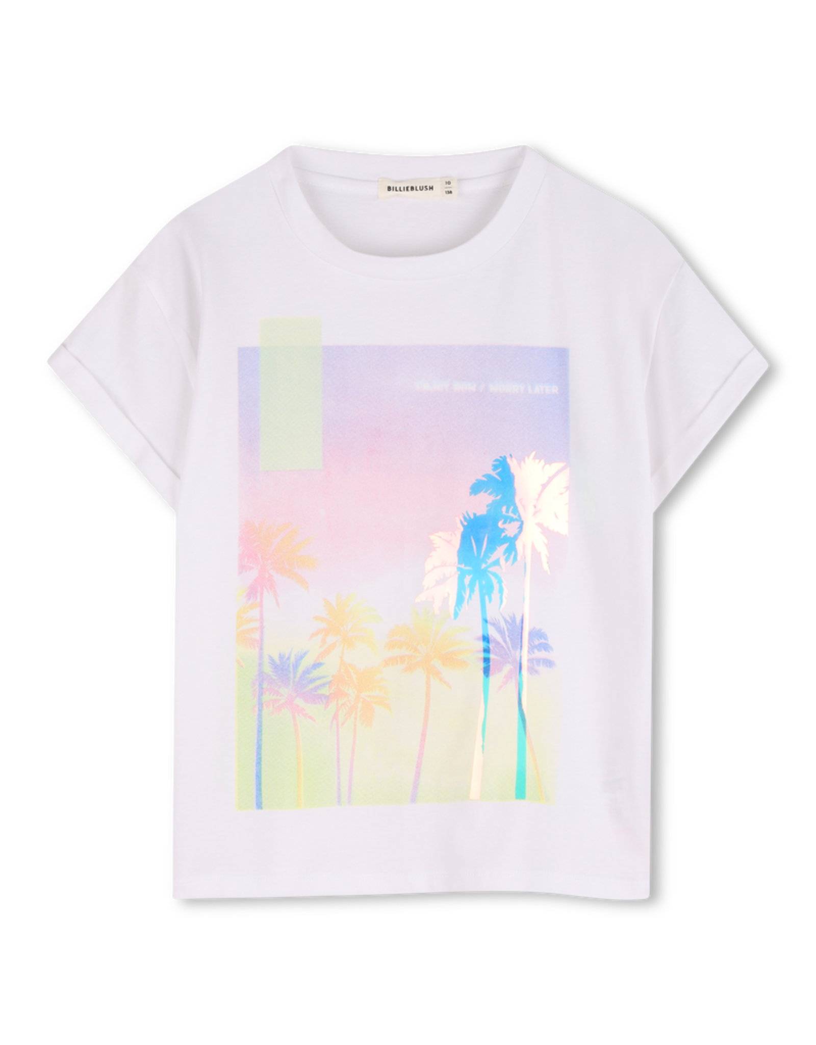 Billieblush t-shirt wit enjoy now palm
