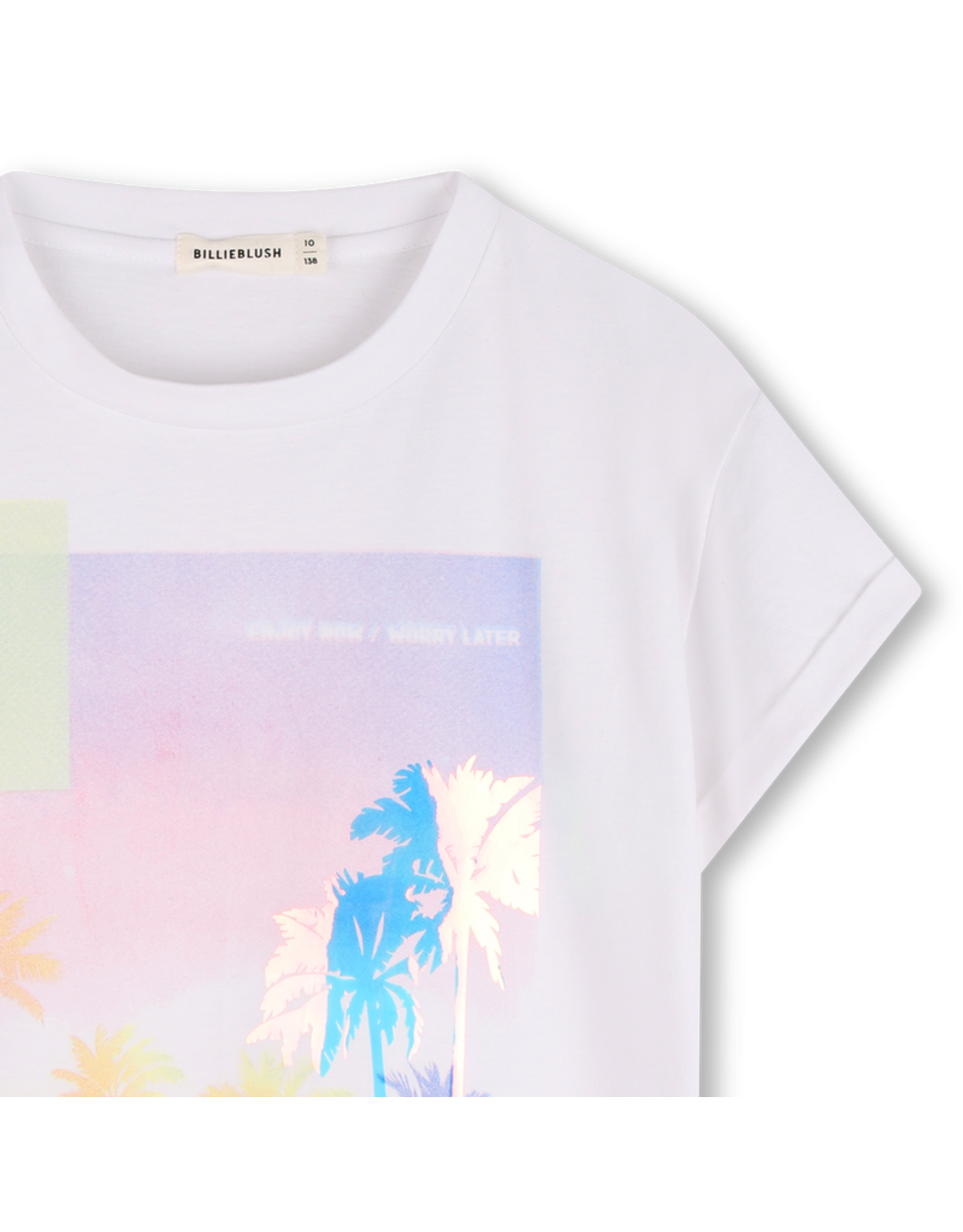 Billieblush t-shirt wit enjoy now palm