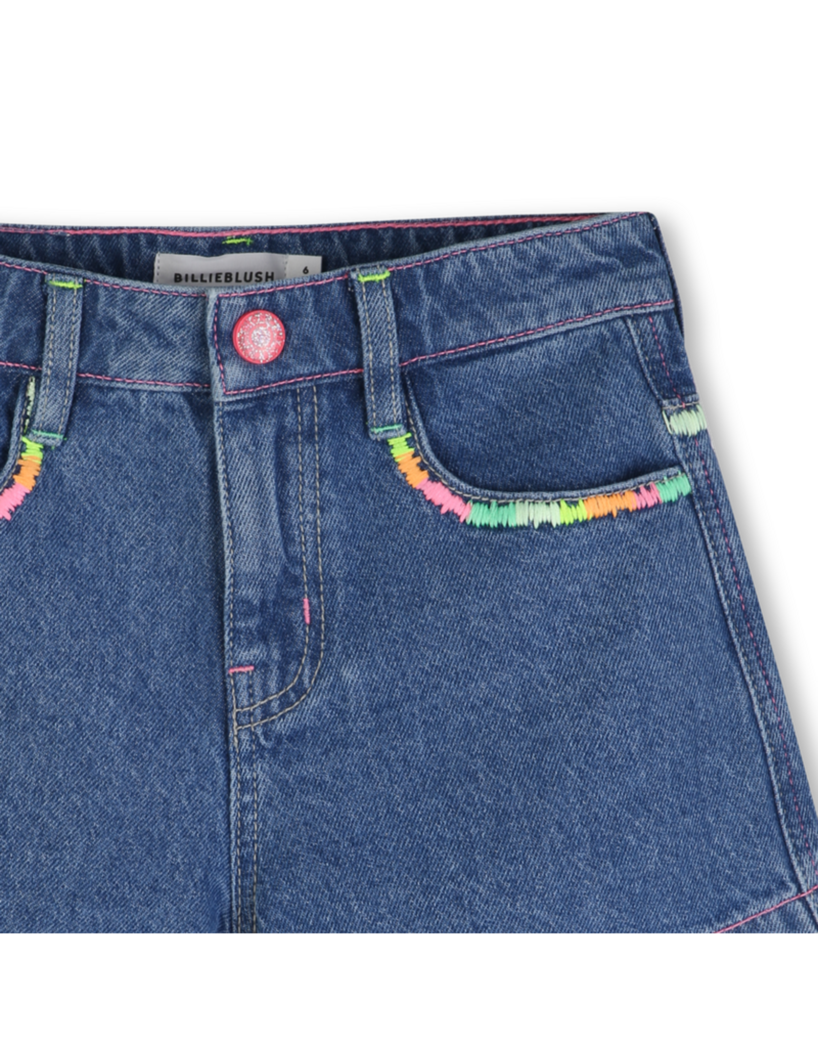 Billieblush short donker denim fluo biesje