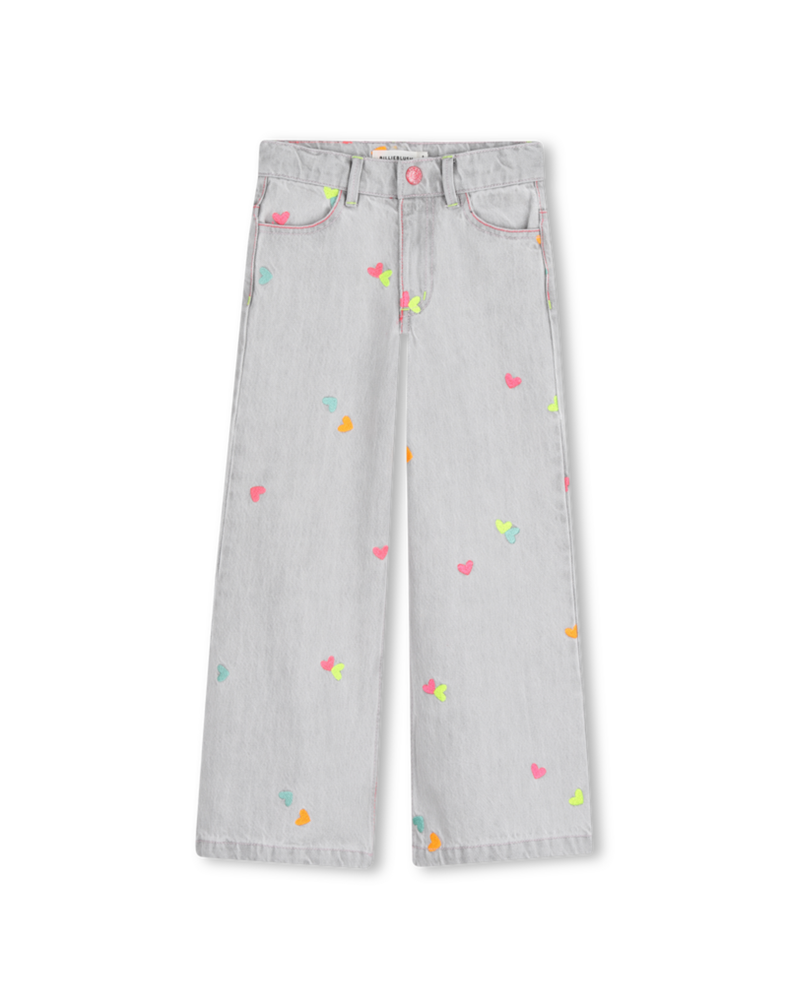 Billieblush jeans grijs hartjes fluo