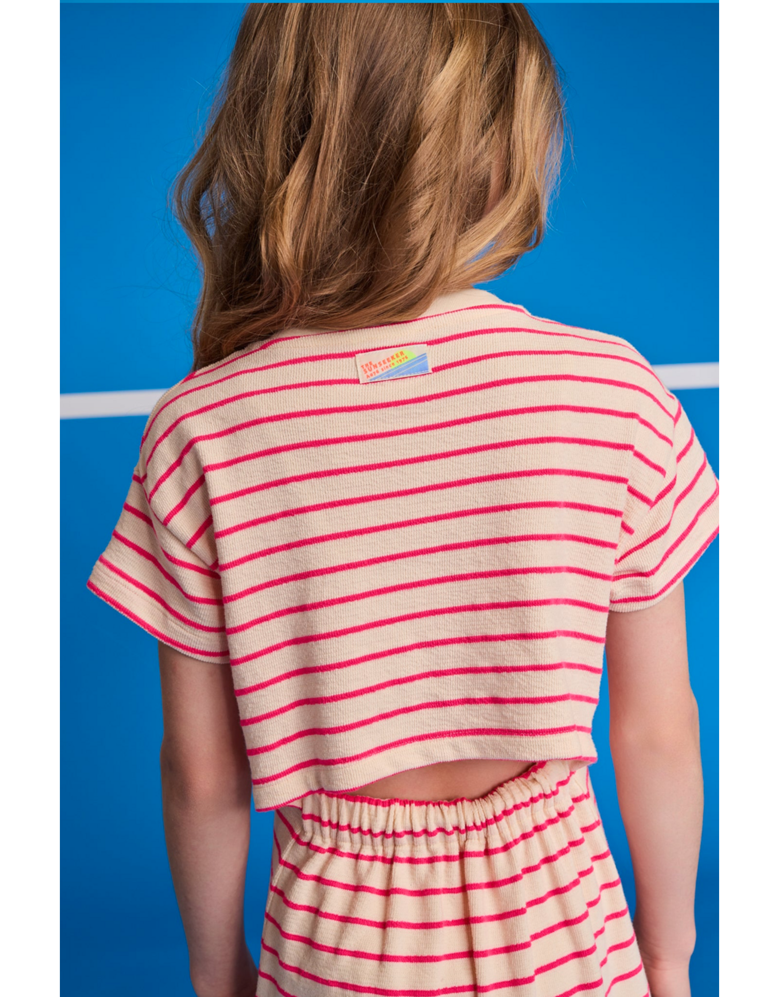 AO76 lange jurk neo stripe pink