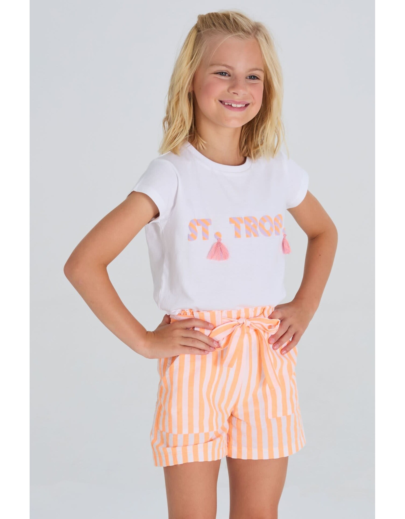 Blue Bay short Farah gestreept wit oranje
