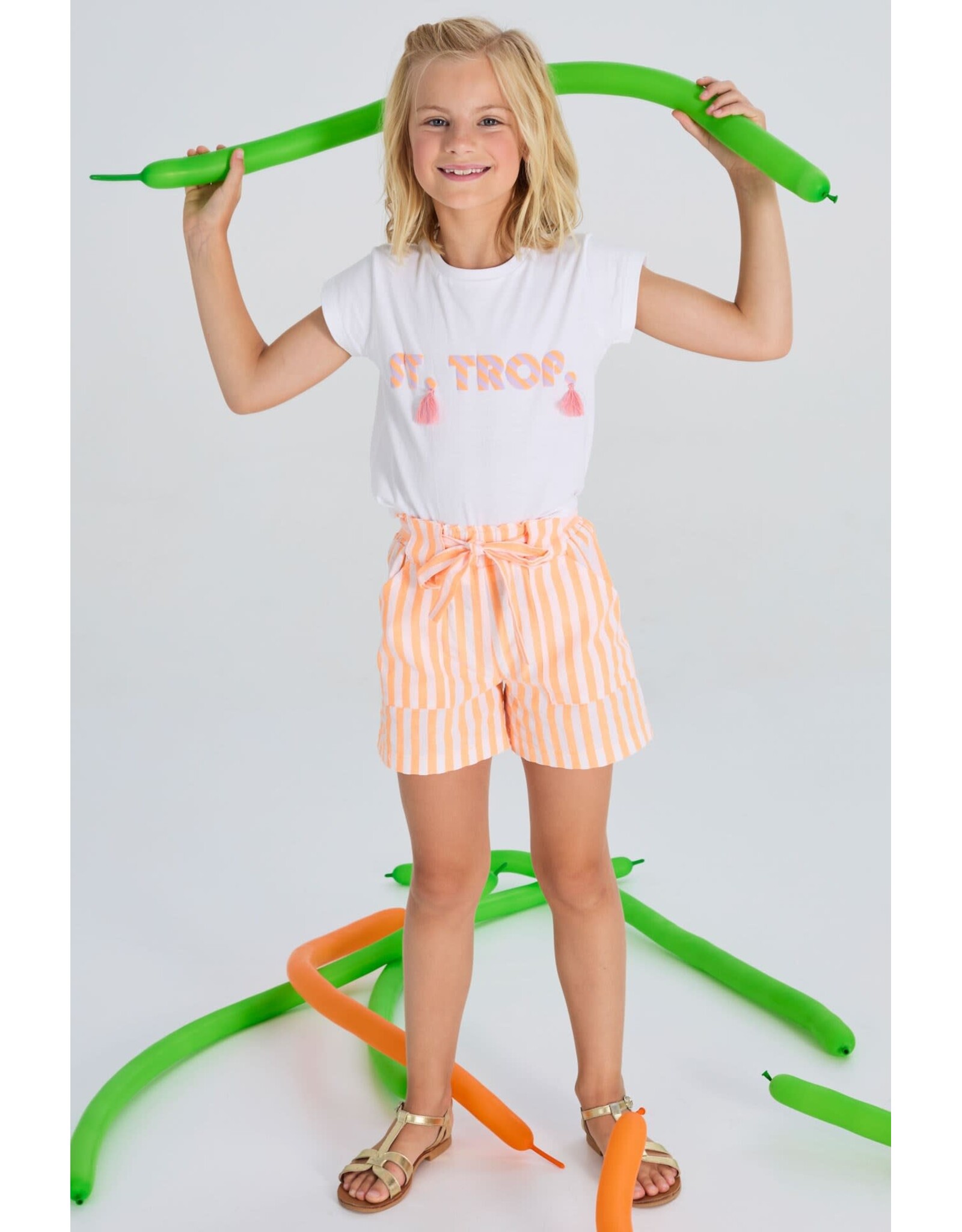 Blue Bay short Farah gestreept wit oranje