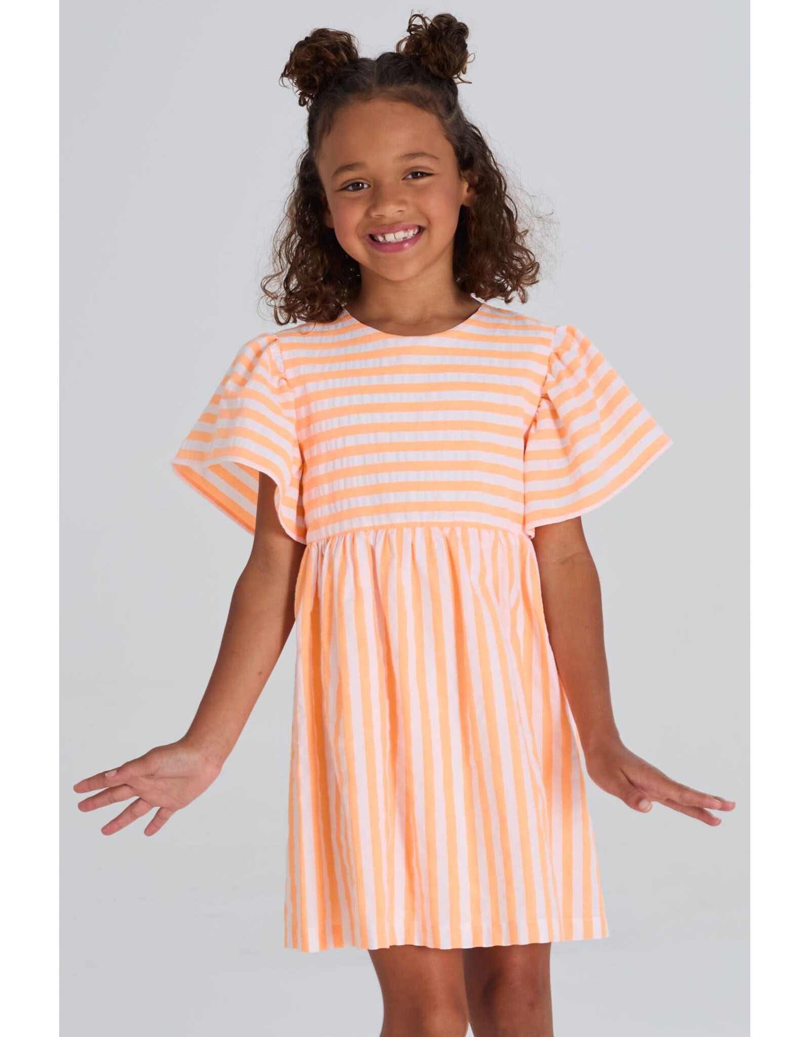 Blue Bay jurk Claire gestreept wit oranje