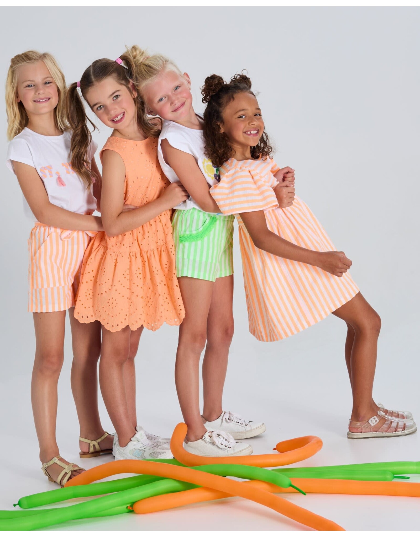 Blue Bay jurk Claire gestreept wit oranje