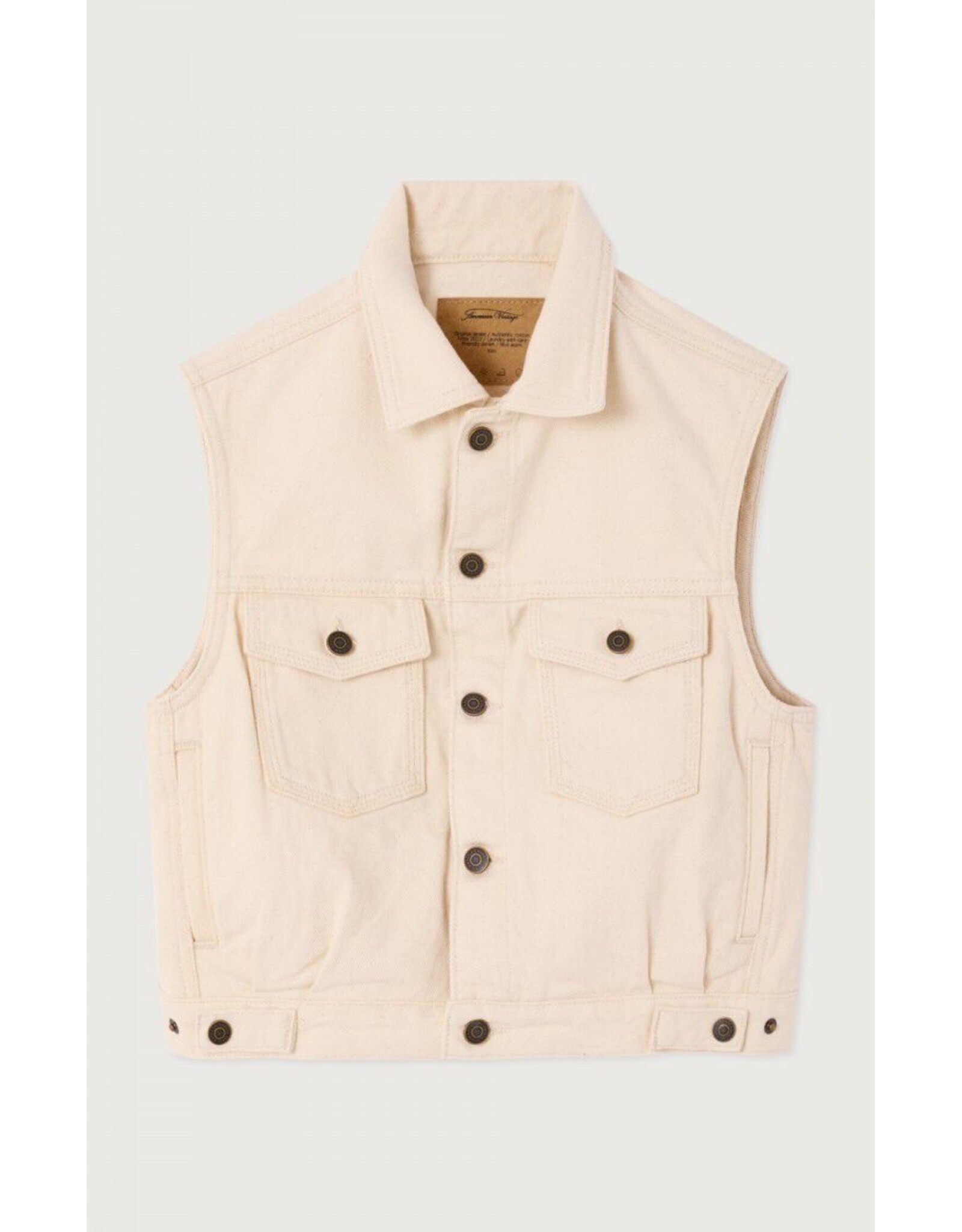 American Vintage mouwloze oversized jeansjas snopdog ecru