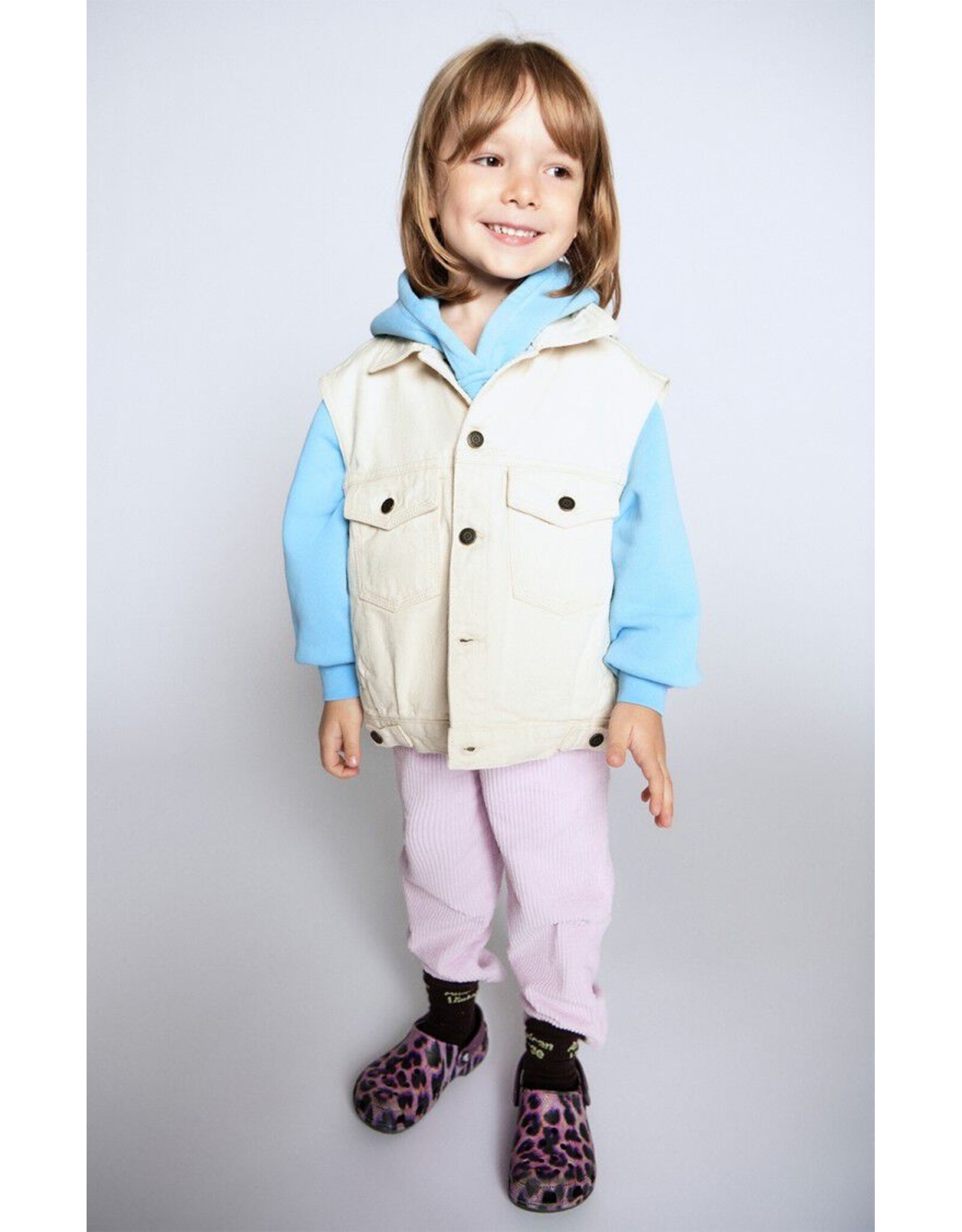 American Vintage mouwloze oversized jeansjas snopdog ecru