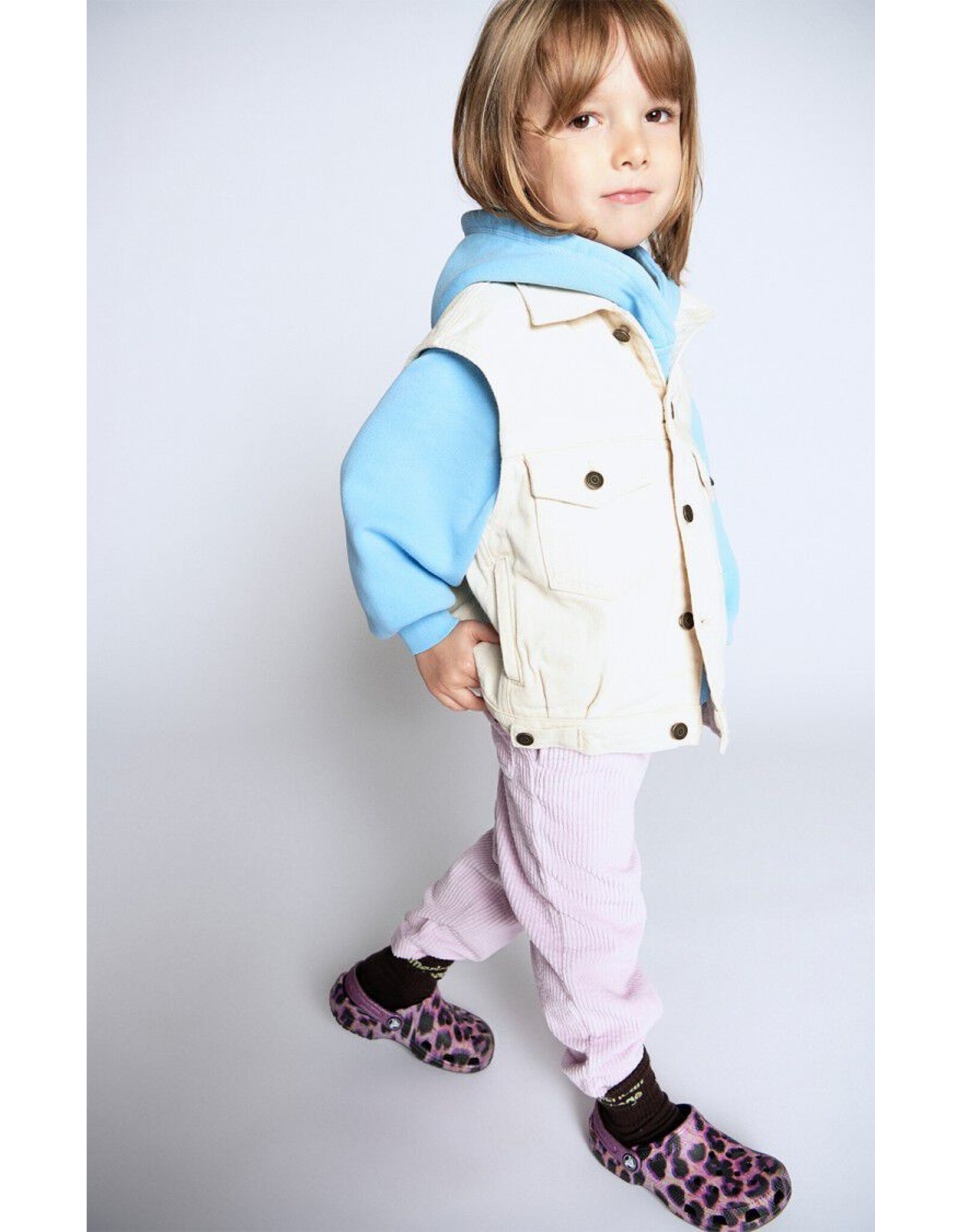 American Vintage mouwloze oversized jeansjas snopdog ecru