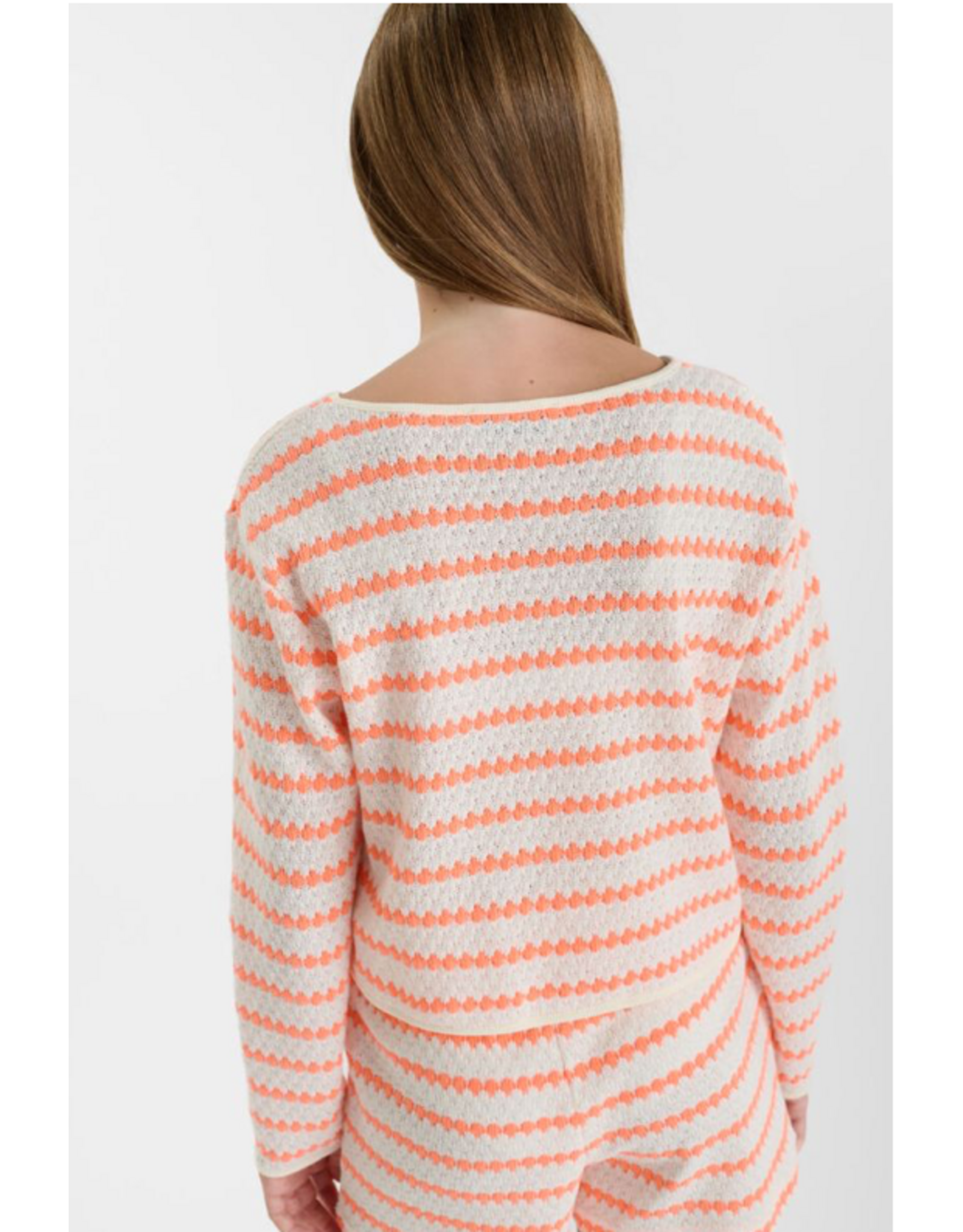 Le temps des cérises sweater knitted Ratogi fluo oranje