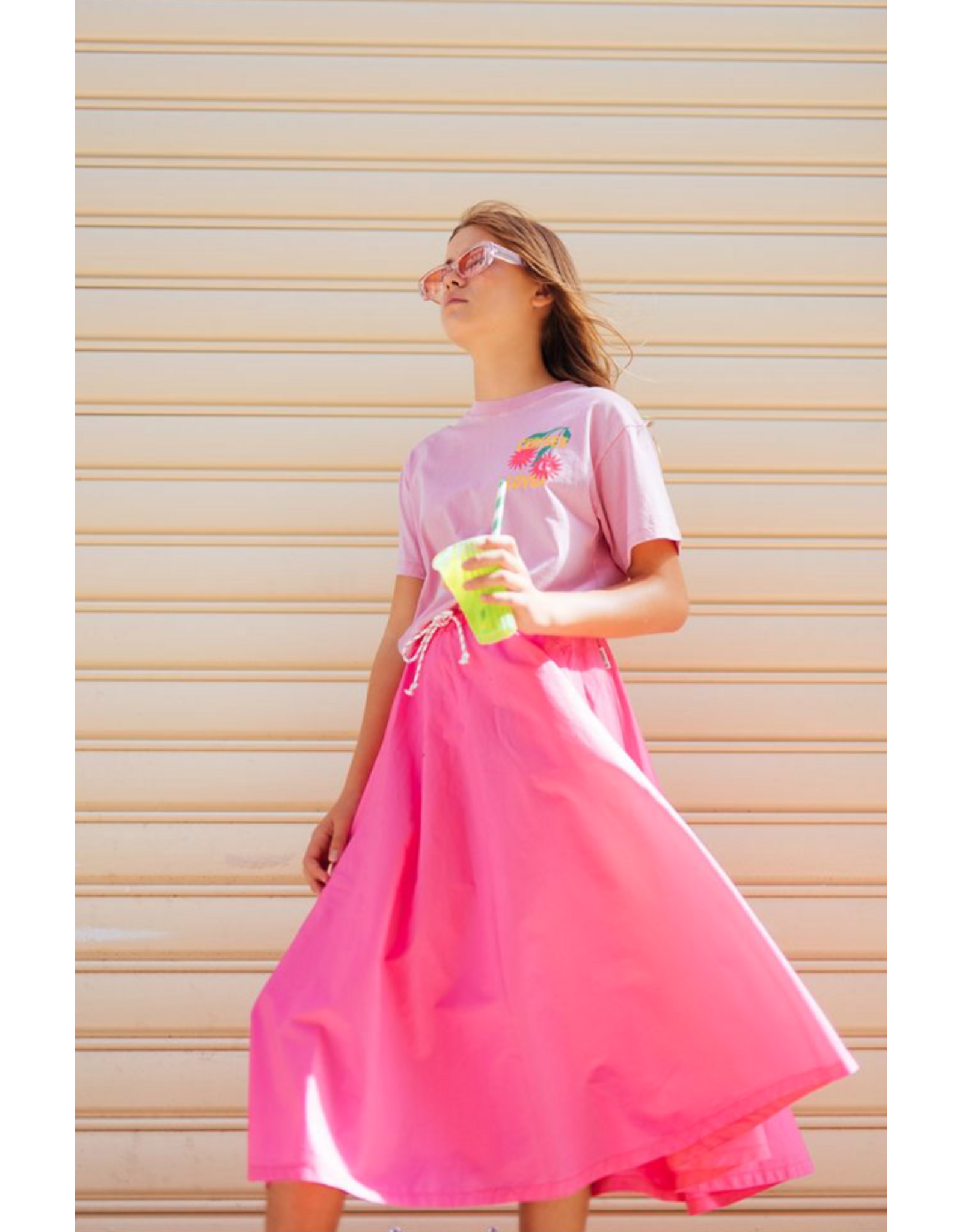 Le temps des cérises lange rok Olenagi fluo roze