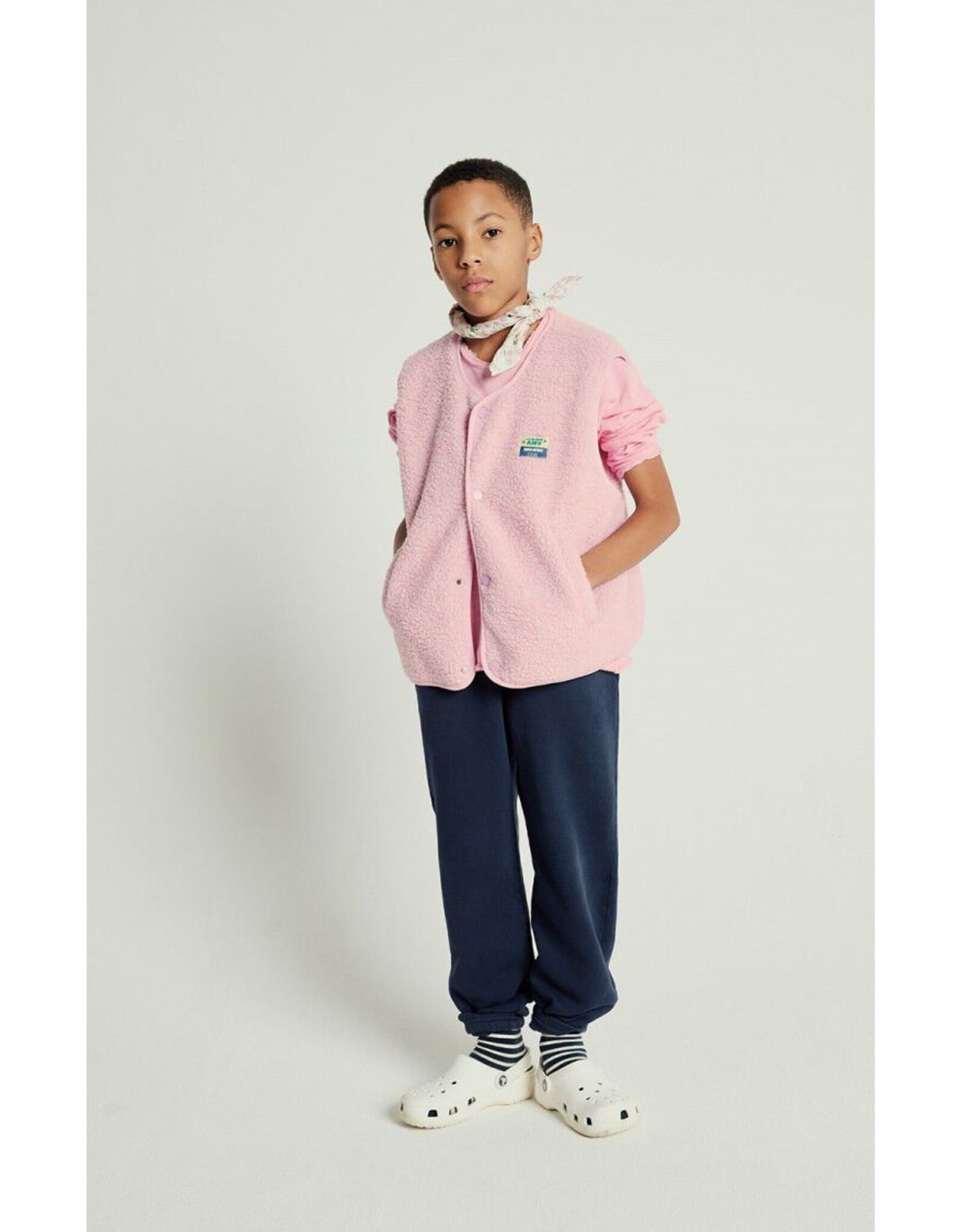American Vintage mouwloze teddy jas Hoktown dragee chine