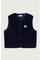 American Vintage mouwloze teddy jas Hoktown navy