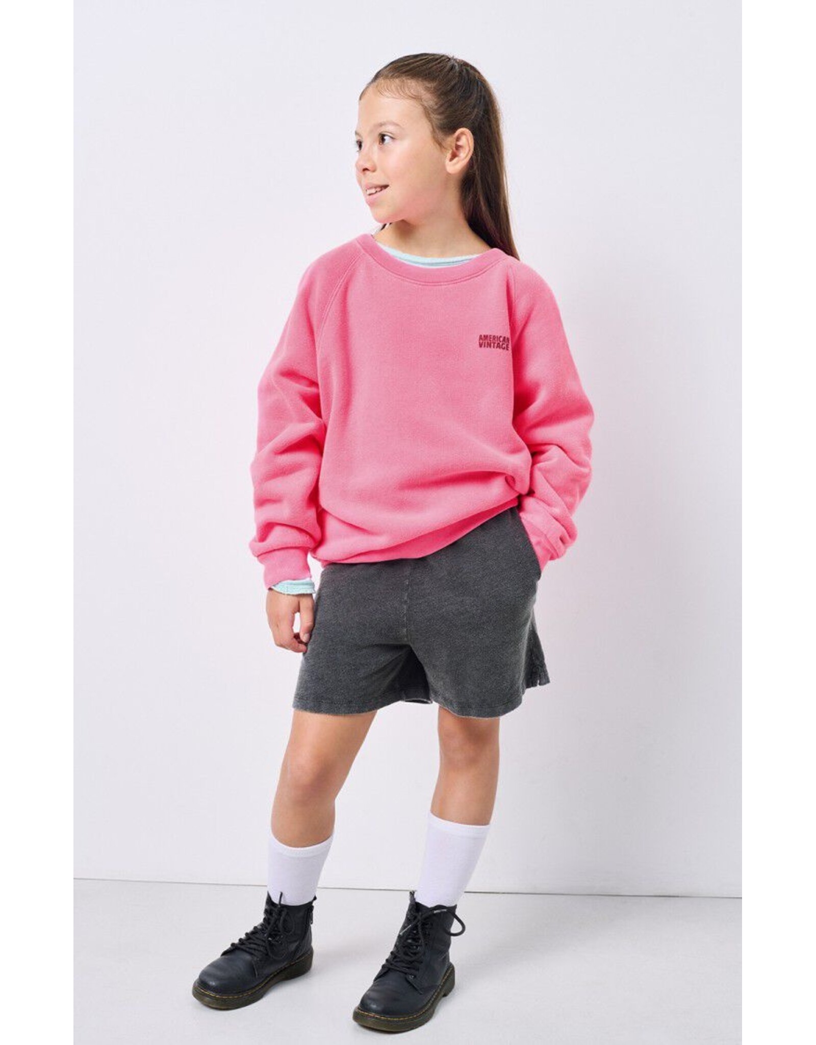American Vintage sweater izubird rose fluo