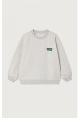 American Vintage sweater Baptown gris chine groen logo