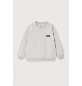 American Vintage sweater Baptown gris chine groen logo