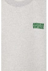American Vintage sweater Baptown gris chine groen logo