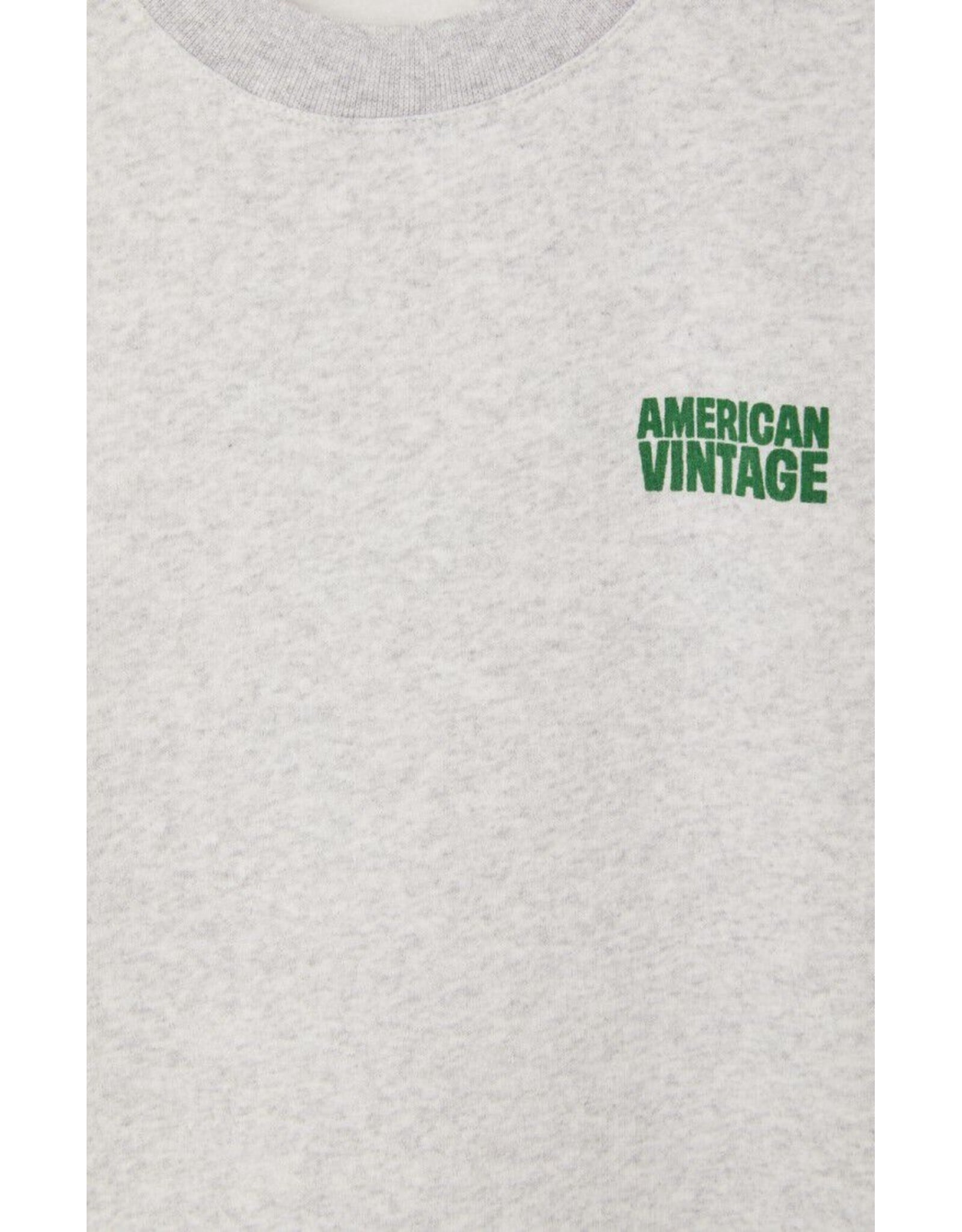 American Vintage sweater Baptown gris chine groen logo