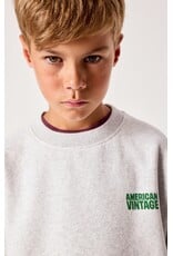 American Vintage sweater Baptown gris chine groen logo