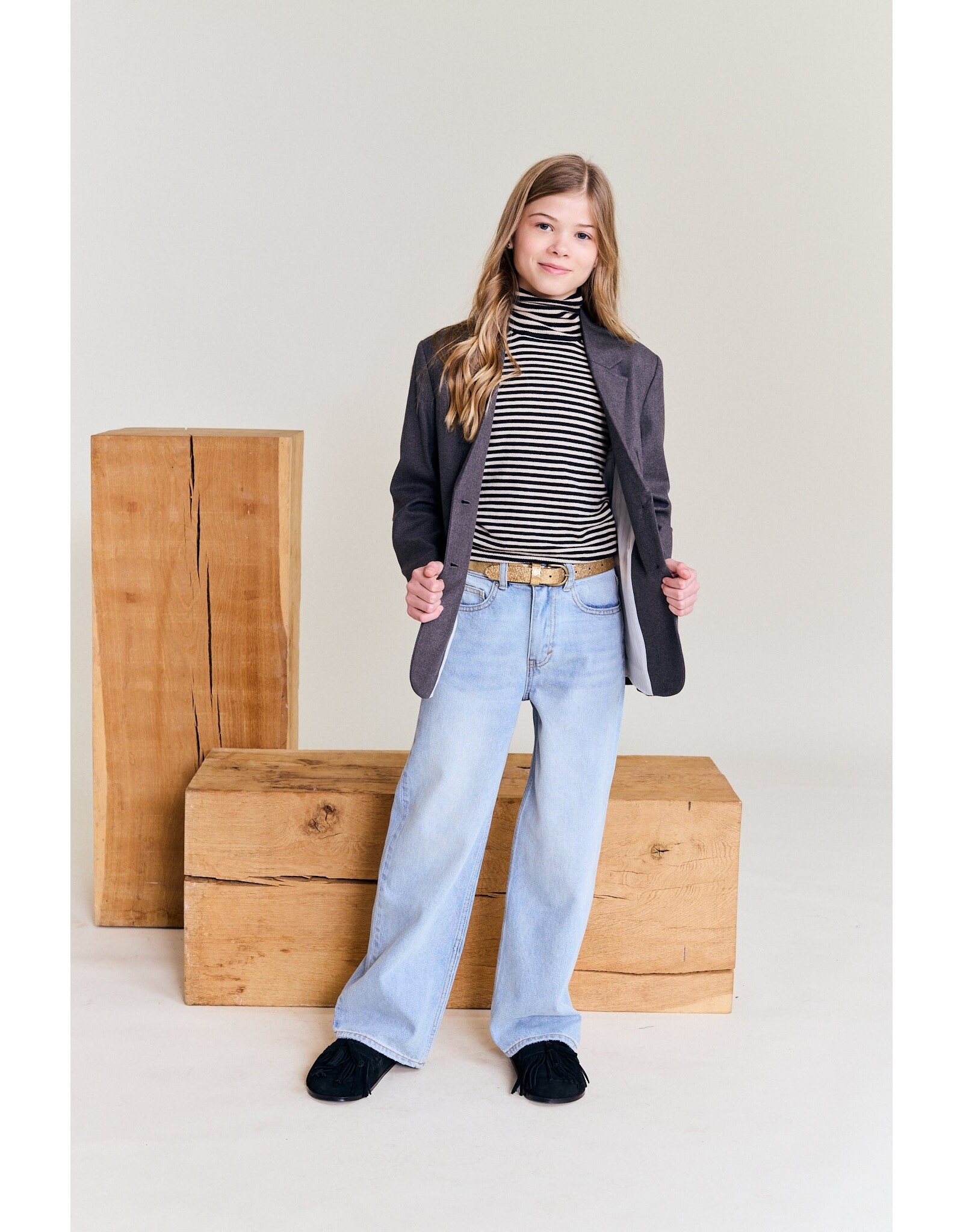 AO76 pull rolkraag Vicky streep zwart