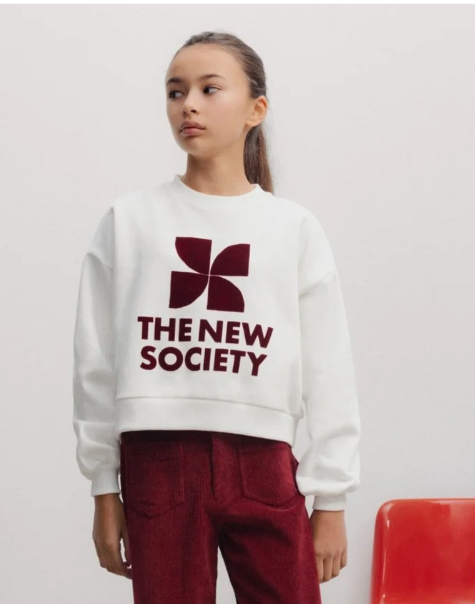 the new society sweater wit logo bordeaux