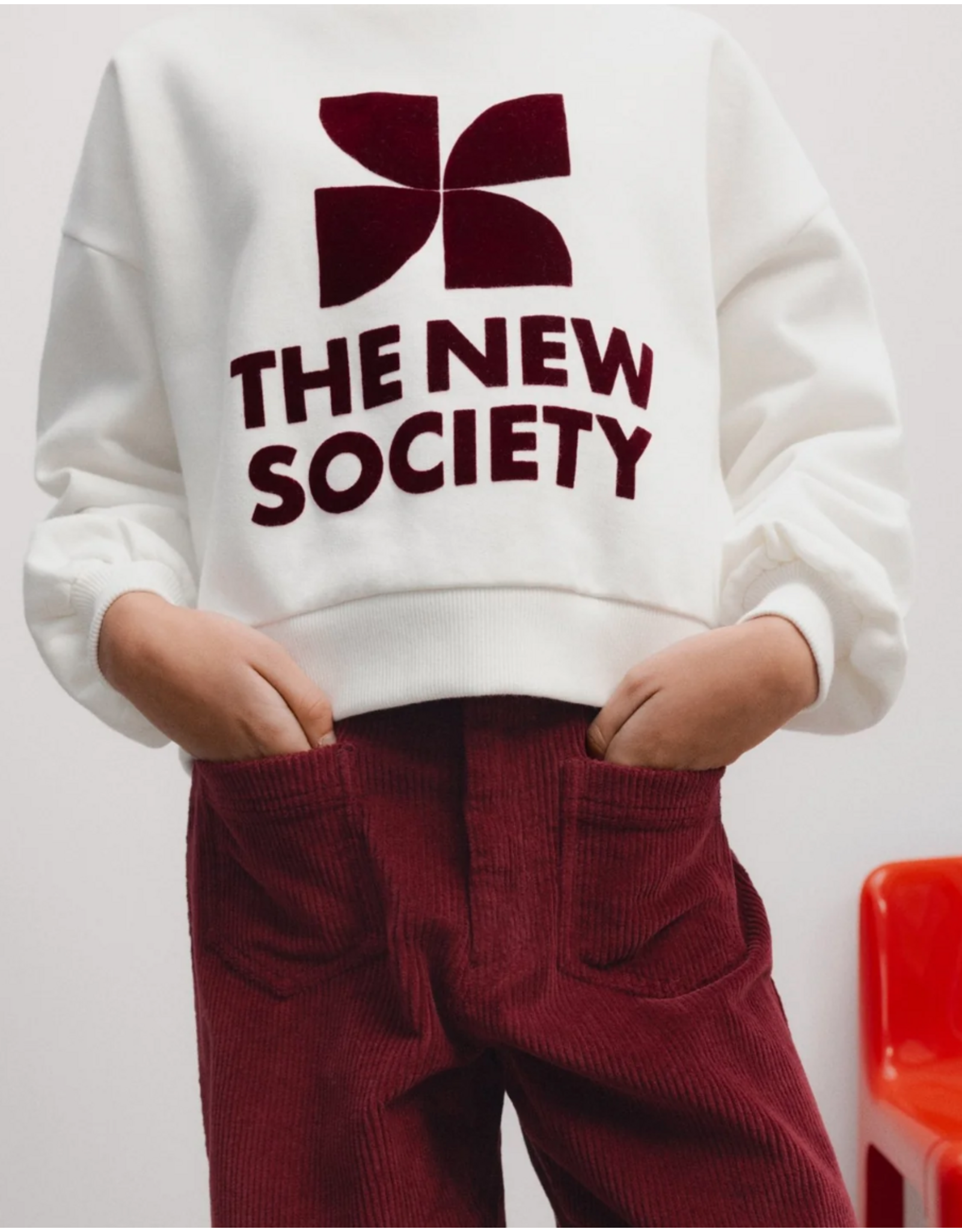 the new society sweater wit logo bordeaux