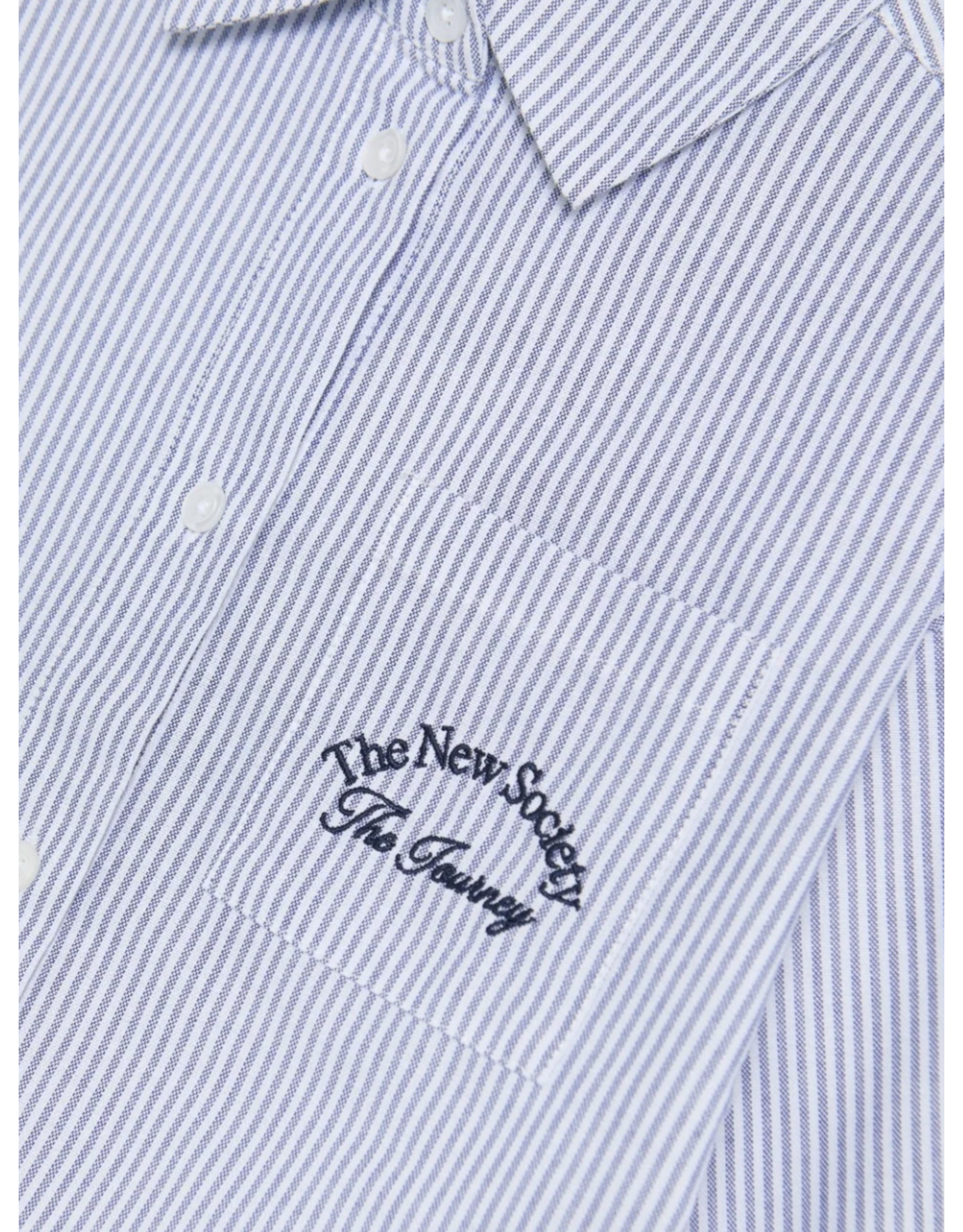 the new society blouse Isla gestreept blauw wit