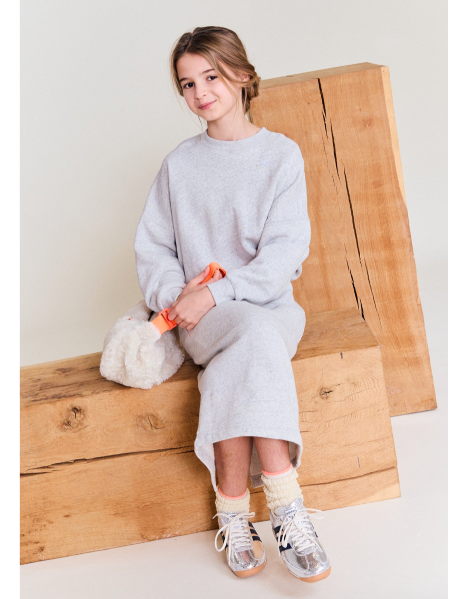 AO76 jurk sweater guri grey melange
