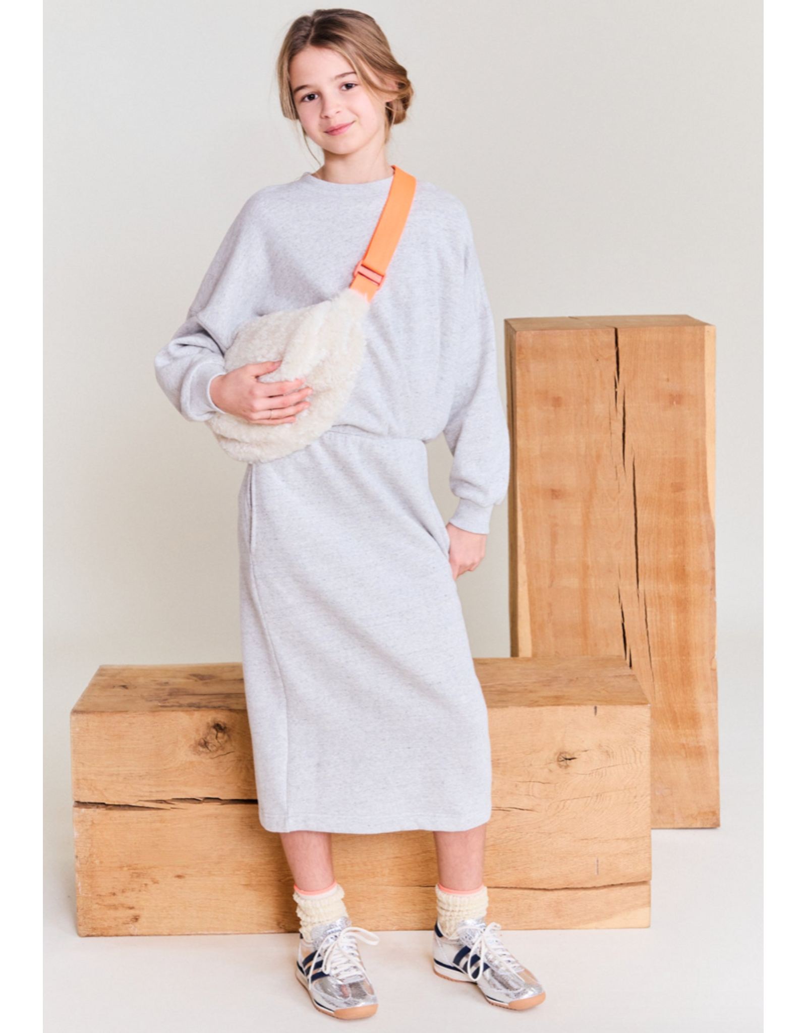 AO76 jurk sweater guri grey melange