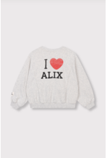 Alix mini sweater grey melange logo hartje
