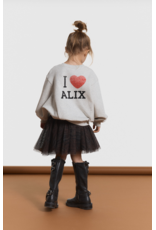 Alix mini sweater grey melange logo hartje