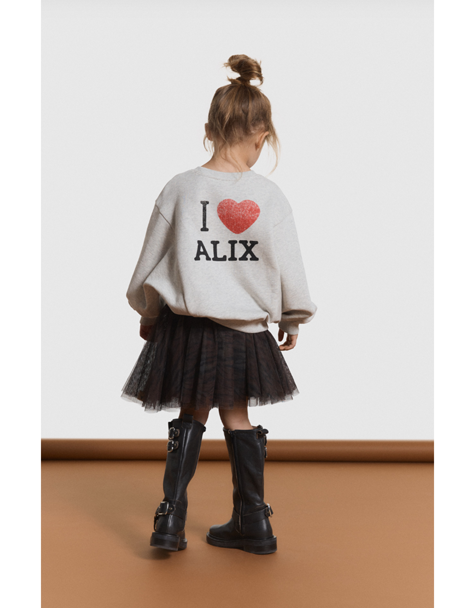 Alix mini sweater grey melange logo hartje