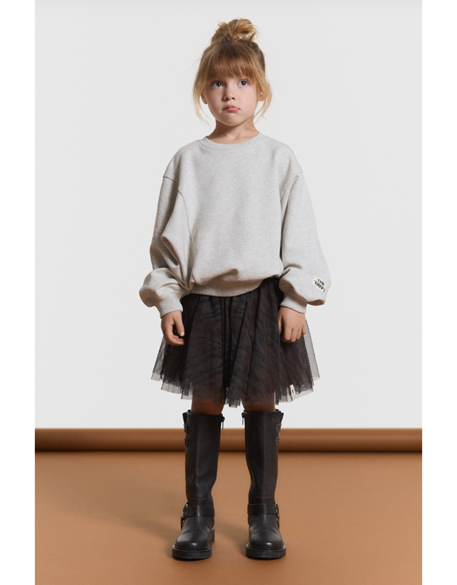 Alix mini sweater grey melange logo hartje