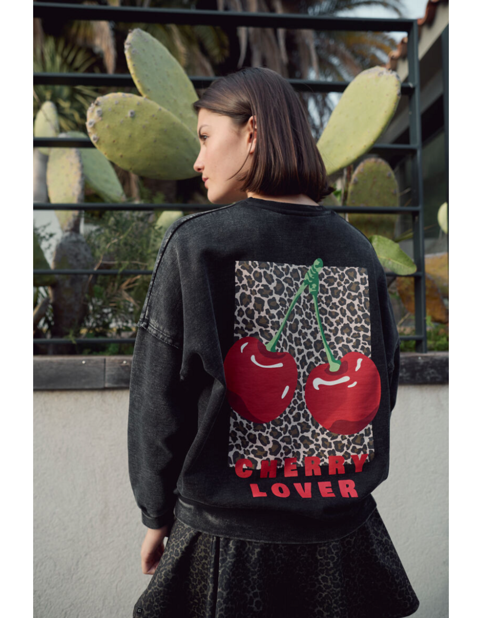 Le temps des cérises sweater Merygi black kers leopard