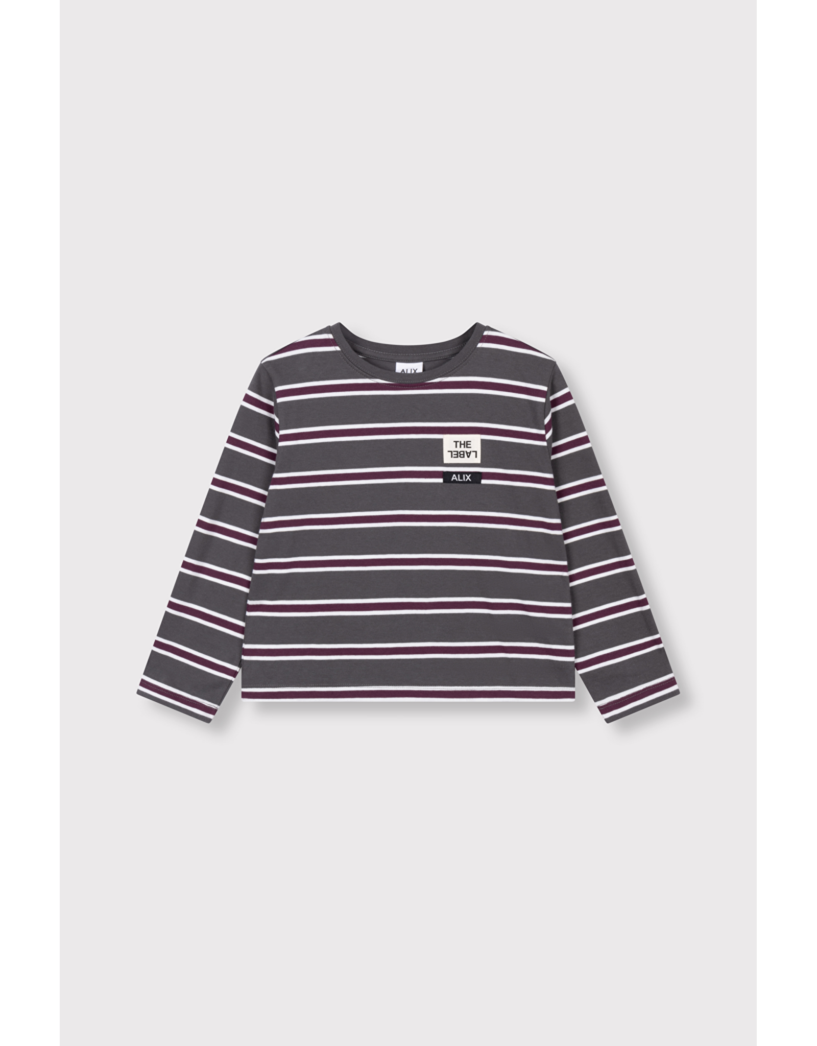 Alix mini t-shirt L.mouw antraciet streep