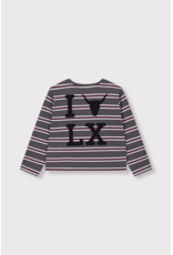 Alix mini t-shirt L.mouw antraciet streep