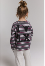 Alix mini t-shirt L.mouw antraciet streep