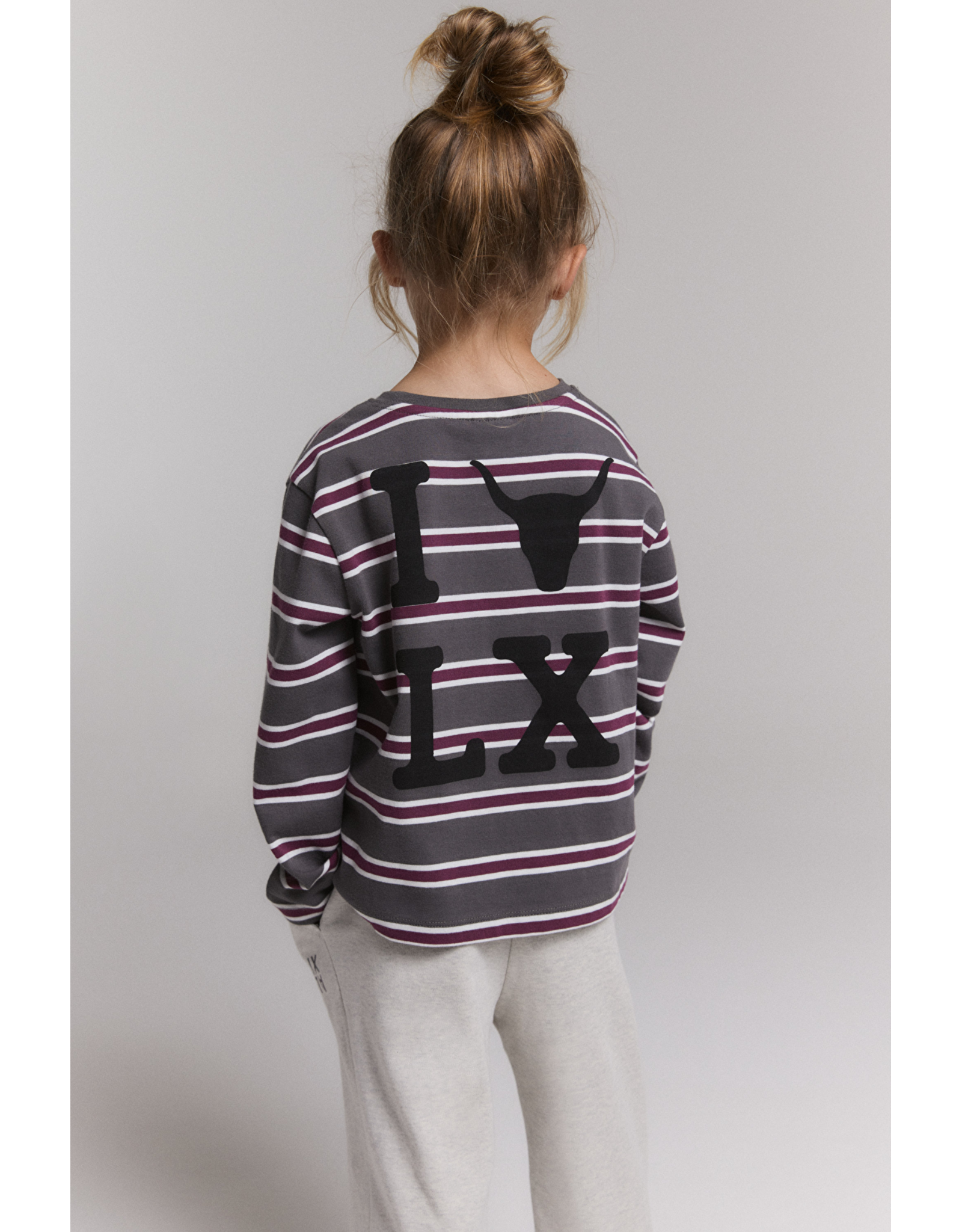 Alix mini t-shirt L.mouw antraciet streep