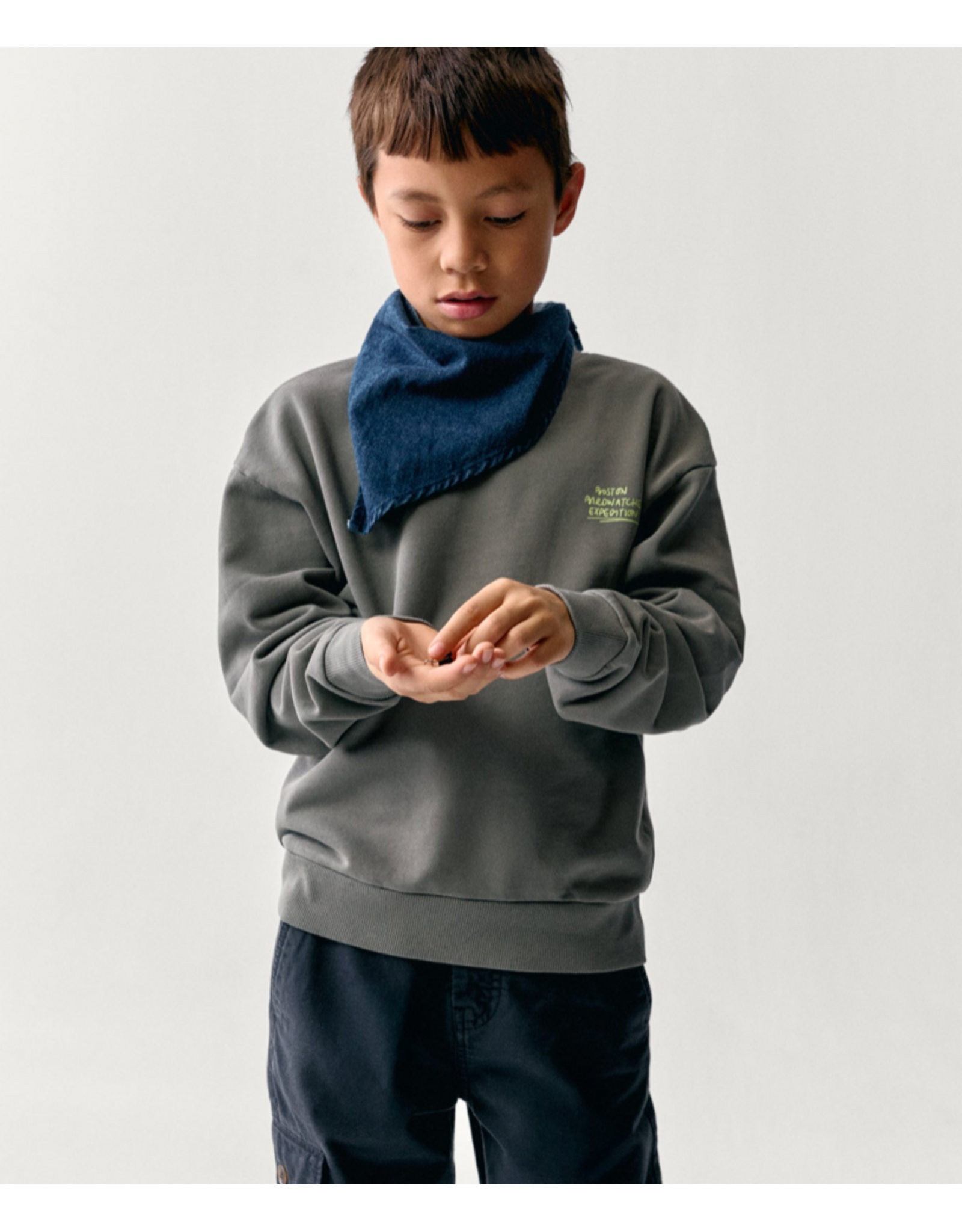 the boston kids sweater moss logo fluo