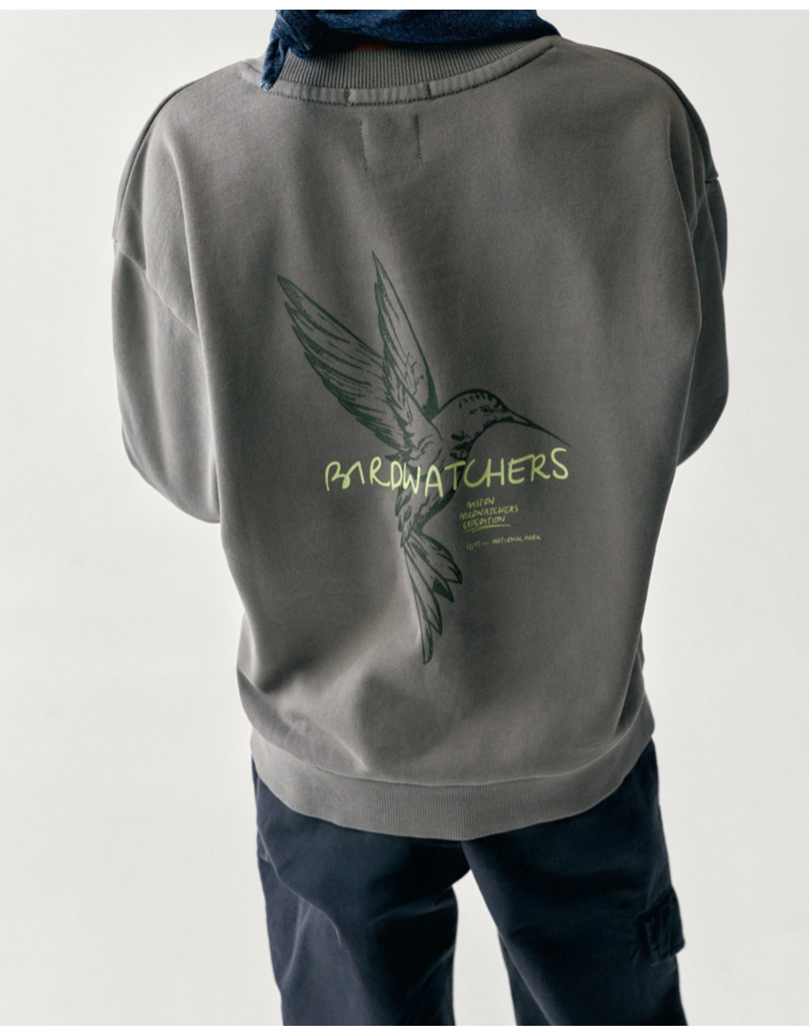 the boston kids sweater moss logo fluo