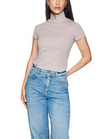 T-shirt met opstaande kraag en split