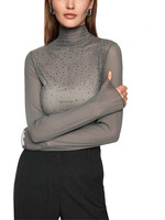 Mesh longsleeve met hotfixsteentjes
