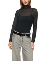 Mesh longsleeve met hotfixsteentjes