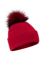 Marccain Sports Wollen muts met pompon van imitatiebont
