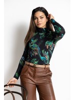 Stretchshirt met verenprint