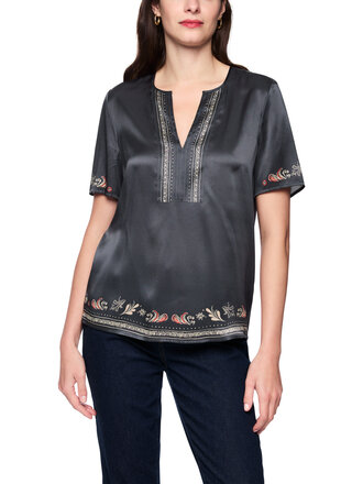 Blouse van gemengd materiaal