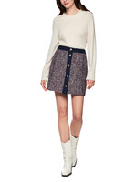 Tweedrok met denimdetails