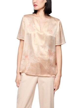 Blouse van pure zijde met korte mouwen