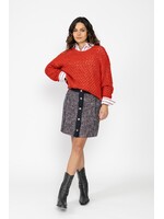 Tweedrok met denimdetails