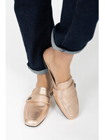 Platte slippers van metallic leer