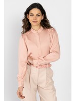 Blouse met kanten details en opstaande kraag